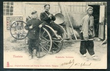 Kiautschou 1903 AK RUSSISCHE SOLDATEN mit Rikscha (DA0346