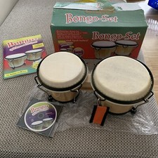 Bongo-Set Massivholz mit Naturfell (Bongo-Trommeln 6 und 7 Zoll) Notenbuch +CD