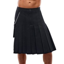 Herren Rock Schwarz M-XXL Männerrock lang mit Tasche Kilt Gothic Falten "Clemens