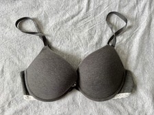 H&M Bügel BH Grau 75 B Spitzenrand Glatt Push Up Blogger Influencer