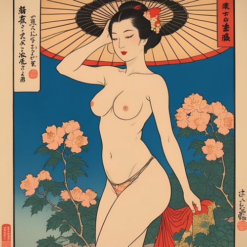 Japanisch holzschnitt alt dame - alt,