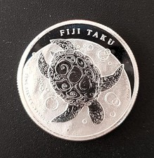 Silbermünze FINE SILVER 999/1000, 1/2 Oz., 32mm Durchmesser, Schildkröte, 2012