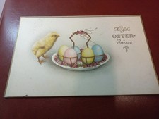 Alte AK Frohe Ostern Küken Eierkorb 1917