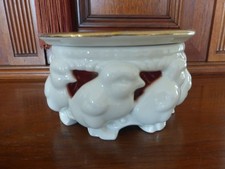 Antik Stövchen rund Porzellan rot gefüttert Gerold Tettau Bavaria Küken Goldrand