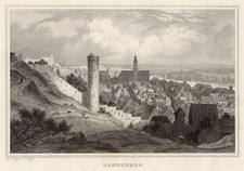 Landsberg Lech Original Stahlstich Poppel 1843