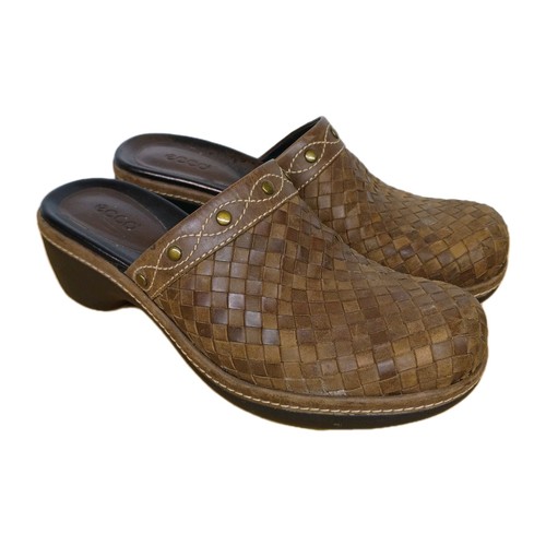 Ecco women brown - woven, clogs