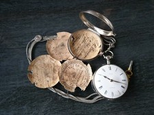 Taschenuhr Spindeluhr  engl. Punzen um 1800 Sterlingsilber VERGE