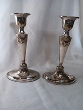 WMF Jugendstil Paar Kerzemleuchter Kerzenständer Blattfriese Perlrand ovale