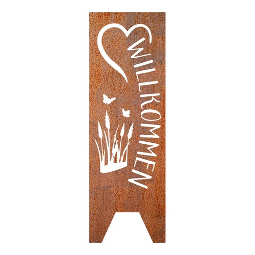 Gartenstele willkommen stahl - -,
