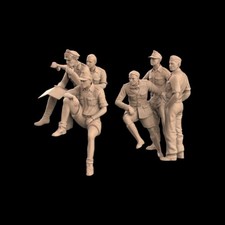 Ww2 German Rommel Tank Crew Full Set Soldiers 1/35th Resin Printed