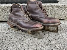 Antike Leder Schuhe Schlittschuhe 36