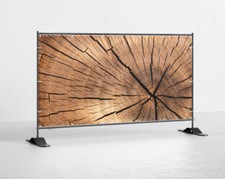 Holzwand Bauzaunplane Festival