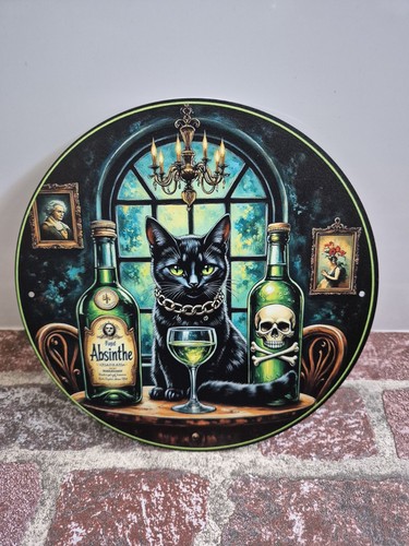 Absinthe blechschild katze cat - blechschild,
