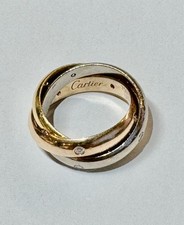 original CARTIER Trinity Ring 15 Brillanten TW/IF 750 Gold RG/WG/GG Größe 50