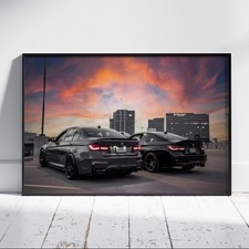 BMW M3 + M4 sunset | Poster