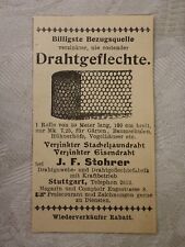 Werbung Inserat Anzeige Drahtgeflecht J. F. Stohrer Stuttgart ca. 1900-1910