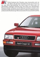 AUDI COUPE S2 20V TURBO B3Youngtimer Prospekt Brochure plus Preisliste 1990 AC