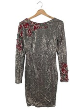 LITTLE MISTRESS Pailettenkleid Damen Kleid Gr. DE 38 silberfarben Glanz-Optik