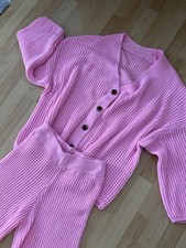 Neu Strickjacke 2Teiler Hose 36 XS S M Pink