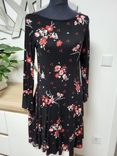 Kleid, schwarz, rot, langarm, Blumen, asiatisch, Laura Scott, Gr. 36