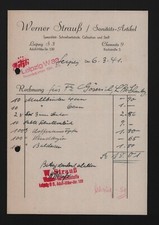 LEIPZIG, Rechnung 1941, Werner Strauß Sanitäts-Artikel Schnellverbände Cellophan