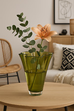 Vase Glas gewellt grün