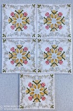 Alte Wandfliesen  5er Set - METTLACH - antik  15*15 cm Blumendekor  Vintage