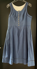 Damen Trachten Dirndl ärmellos Blau gemustert ca. Gr. 44 v. Straßer