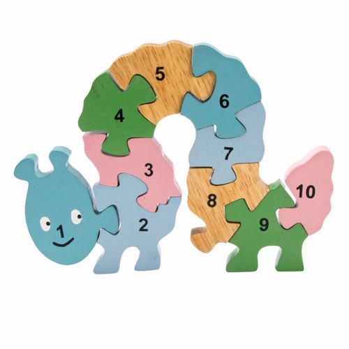 Holzpuzzle raupe pastell - raupe,