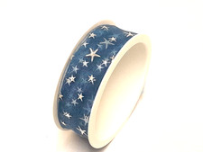 Geschenkband Weihnachten Blau Silber Sterne Schleifenband - Basteln Deko Band 3m