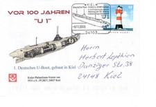 Schiffspost U1 1. Deutsches U-Boot gebaut in Kiel Sonderstempel 2006