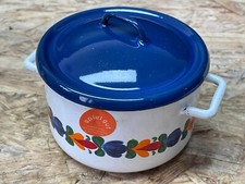 Prinz /Spielgut kleiner Kochtopf mit Deckel Puppengeschirr Emailliert Ø ca 10 cm