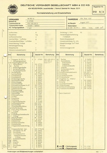 Datenblatt einstelldaten solex - einstelldaten,