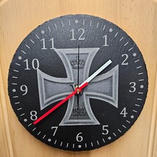 Wanduhr aus Schiefer Eisernes Kreuz 1914 Wehrmacht Uhr Stein Orden