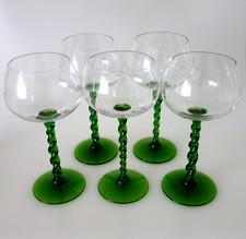 5 traumhafte Vintage Weingläser Stengel grün gedreht 0,2 l