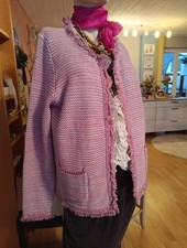 Strickjacke Jacke pastell Tchibo TCM absolut neu rosa Baumwolle Fransen 40 42