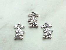 10x Anhänger Hase mit Möhre 15x10mm Charms Osterhase Ostern Schmuck Deko Basteln