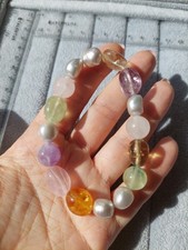 Einzigartiger Armband aus echten Perlen, Prehnit, Citrin, Amethyst, Rosenquarz✨️