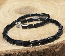 Natur  Schwarz Turmalin Edelstein  kette,45 cm,  6 x 9 mm  (Tum-57 )