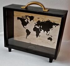 Spar Dose Koffer Welt Reise Globetrotter Geschenk schwarz Weltkarte 21x16x7 cm