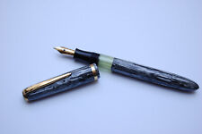 Alter Kolbenfüller Füller Celluloid gestreift marmoriert  50er Jahre