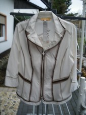 Modische 3/4-Arm Damen - Jacke von BiBA Gr 46 cremefarben mit Verzierung (braun)