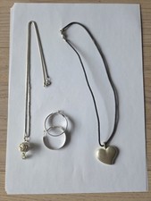 Schmuckset Nachlass Silberfarben Ketten Und Creolen Modeschmuck