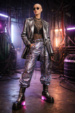 Silber Blazer Mantel Oversize