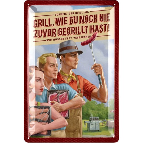 Retro blechschilder grillen - blechschilder,