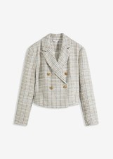 Blouclé-Blazer mit Dekorative Knöpfe Gr. 46 Sand Hellblau Damen Kurzjacke Neu