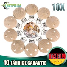 10X Schnullerclip Holz Baby Schnullerketten Clips für DIY Schnullerkette Basteln