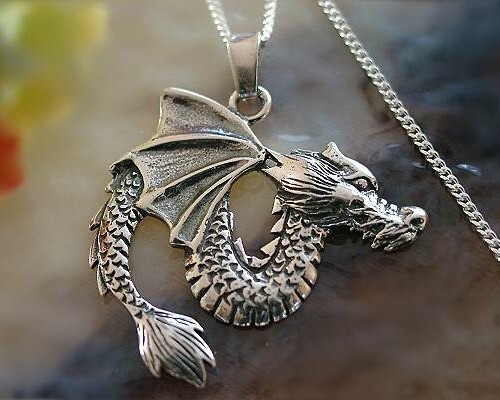 Drachen anhänger silber - anhänger,