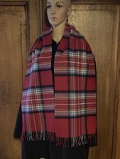 Maria Jacobi 100% Schurwolle Unisex  Schal Kariert mit Fransen Warm weich