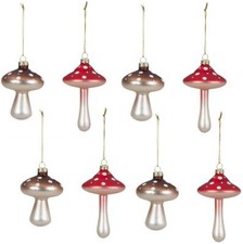 6 Stück Pilze 9cm/11cm Glas Weihnachtshänger Geschenkanhänger Christbaumschmuck